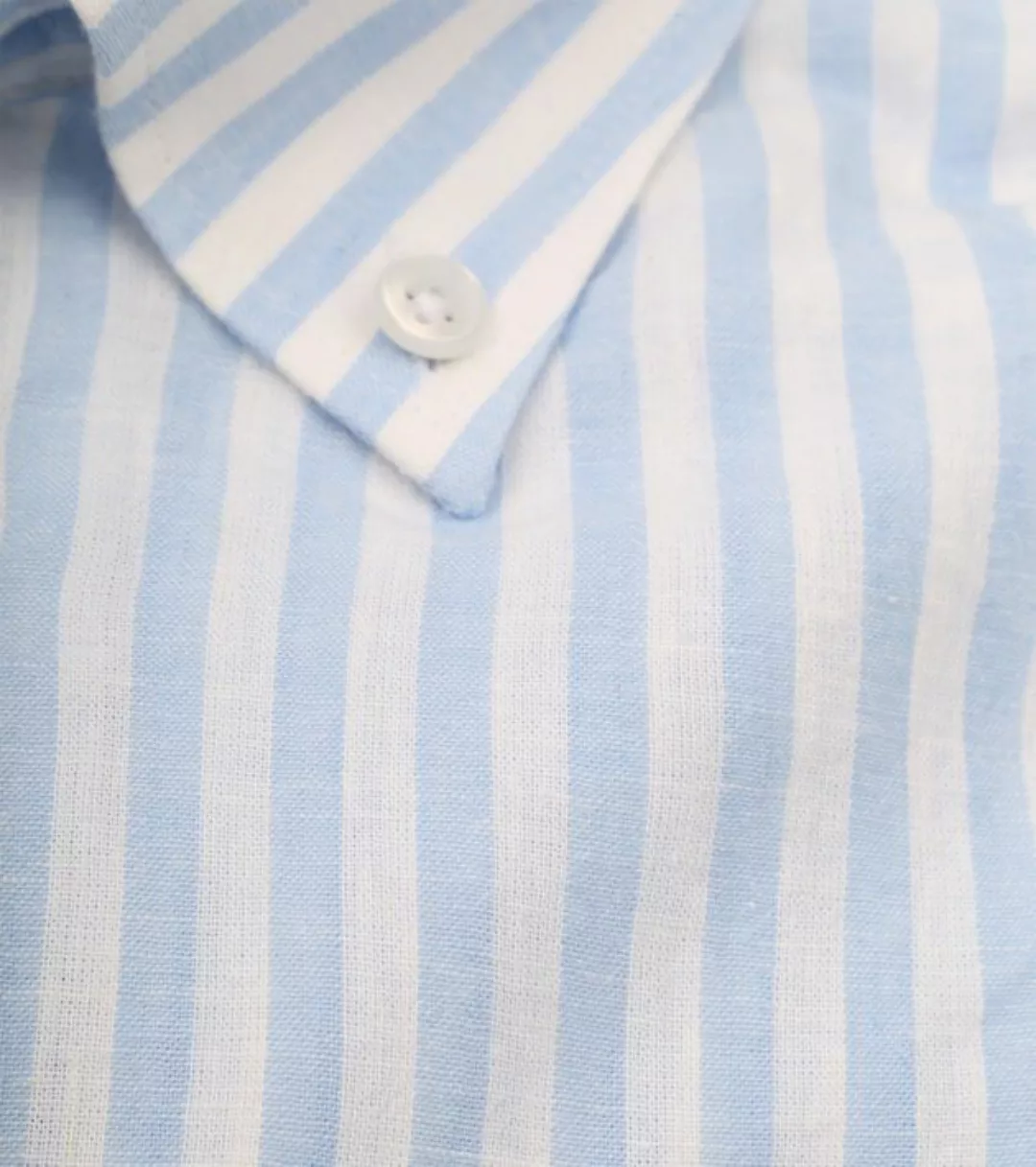 Ledub Hemd Leinen Hellblau Gestreift - Größe 43 günstig online kaufen