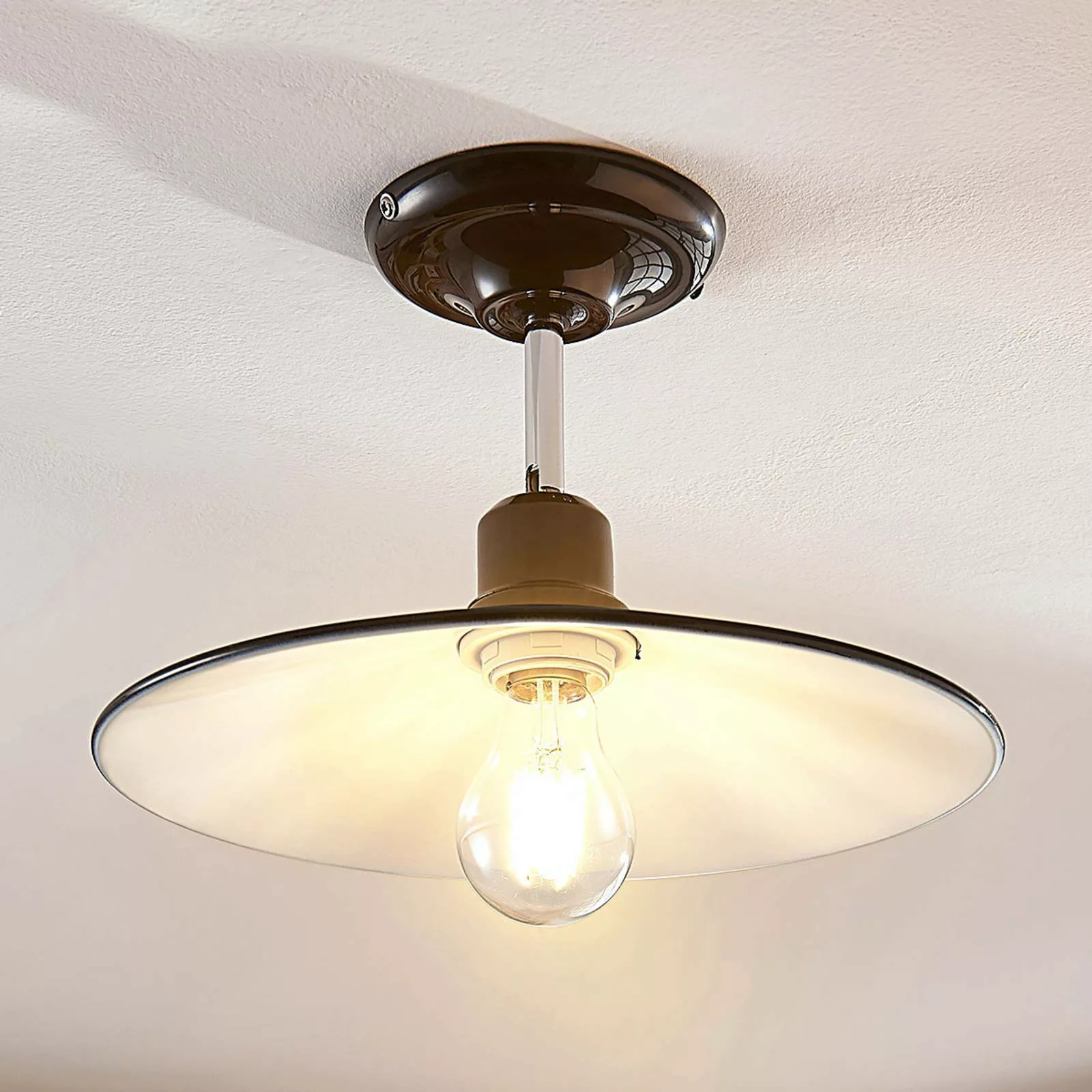 Schwarze Metalldeckenlampe Phinea, Vintagelook günstig online kaufen