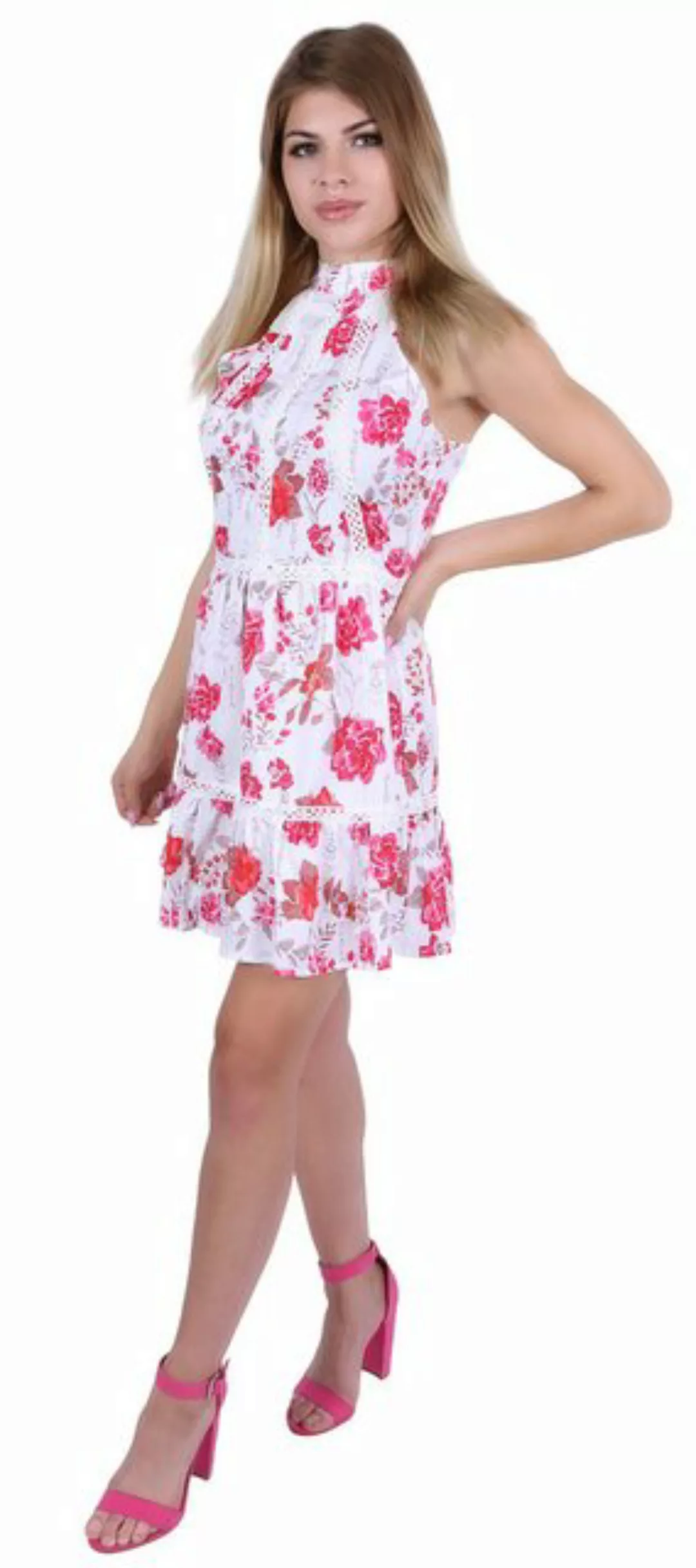 Sarcia.eu Minikleid Weißes Kleid mit pinken Blumen gemustert, freier Rücken günstig online kaufen