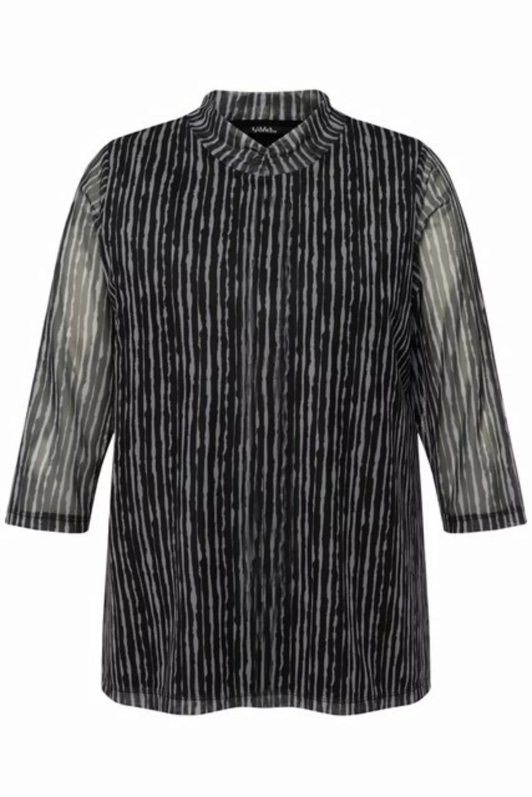 Ulla Popken Longshirt Mesh-Shirt A-Linie Stehkragen 3/4-Arm günstig online kaufen