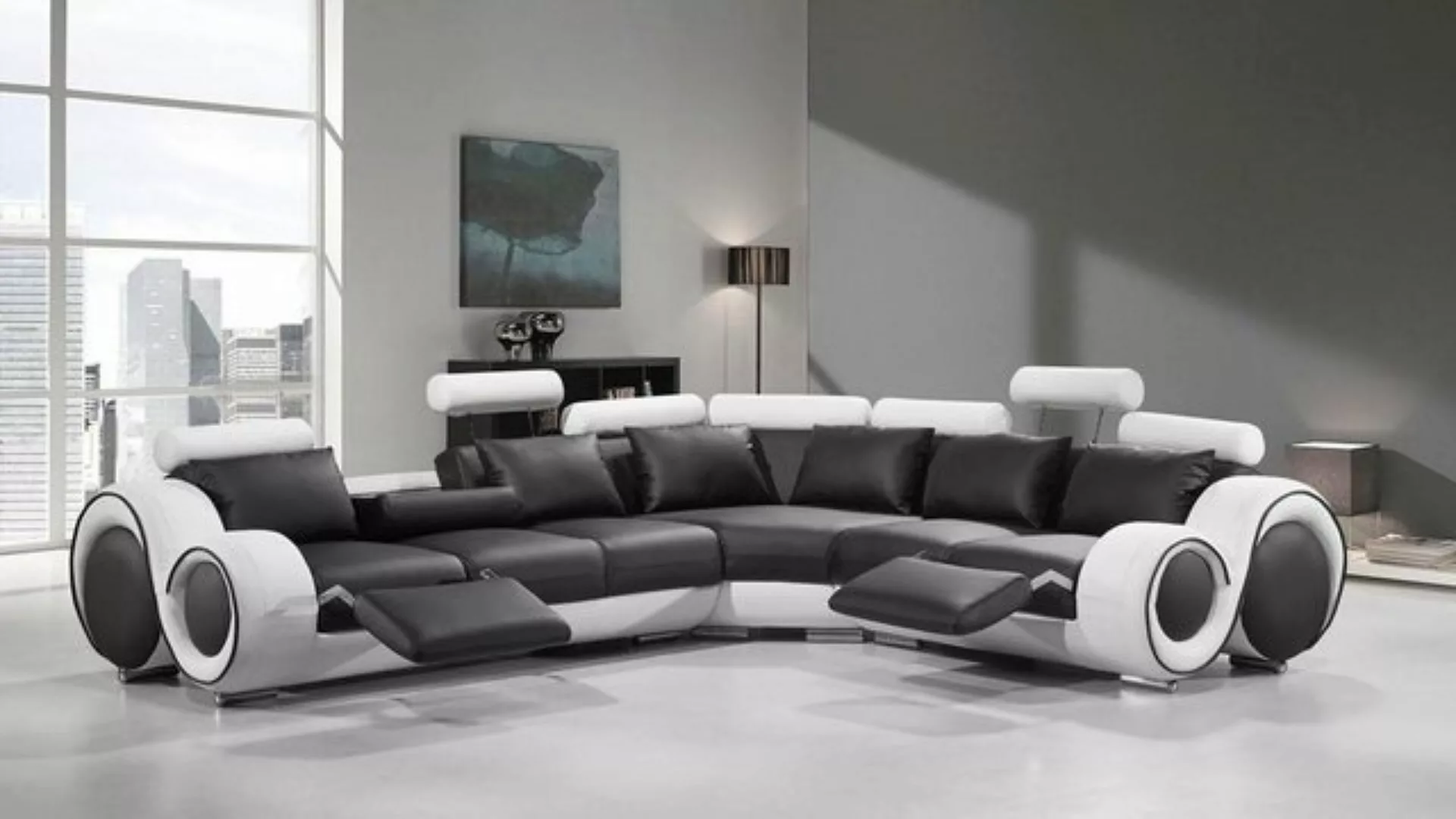 JVmoebel Ecksofa Designer Sofa Couch Ecksofa Leder Textil Wohnlandschaft L günstig online kaufen