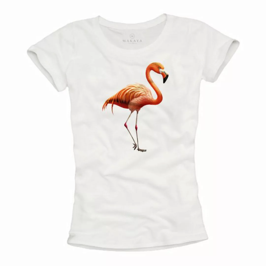 MAKAYA Print-Shirt Damen Flamingo Motiv Kurzarm Top Frauen Oberteile Modisc günstig online kaufen