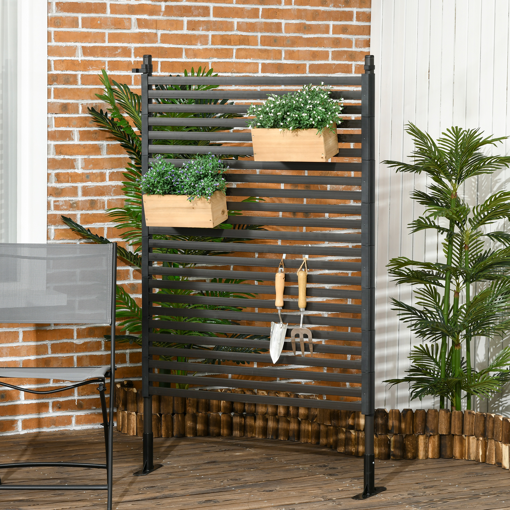 Outsunny Gartenzaun Steckzaun dekorativ 93 x 150 cm Teichzaun mit Fuß für B günstig online kaufen