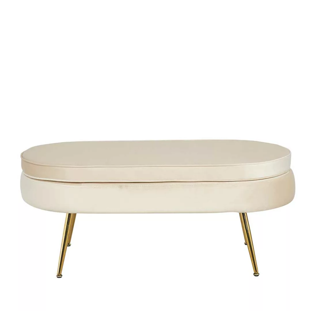 Ovaler Couchhocker in Beige Goldfarben günstig online kaufen