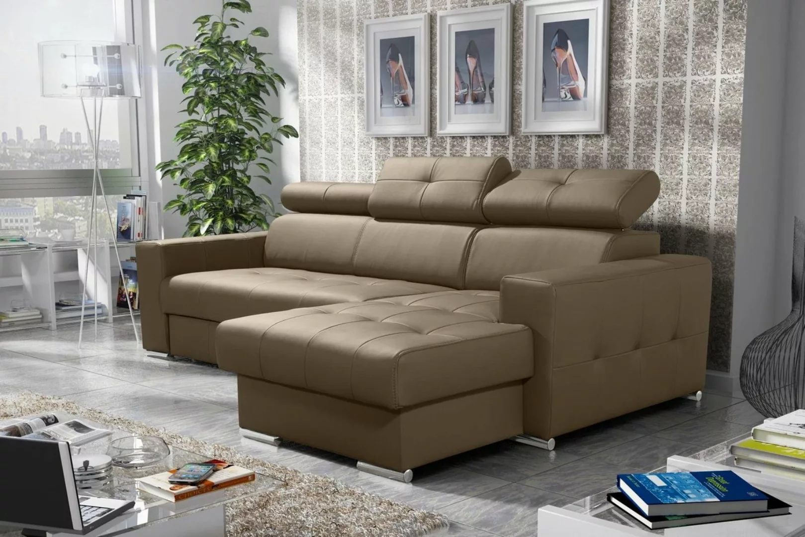 JVmoebel Ecksofa Sofa Eckcouch Polsterung Wohnzimmer Neu L-Form Stoff Leder günstig online kaufen