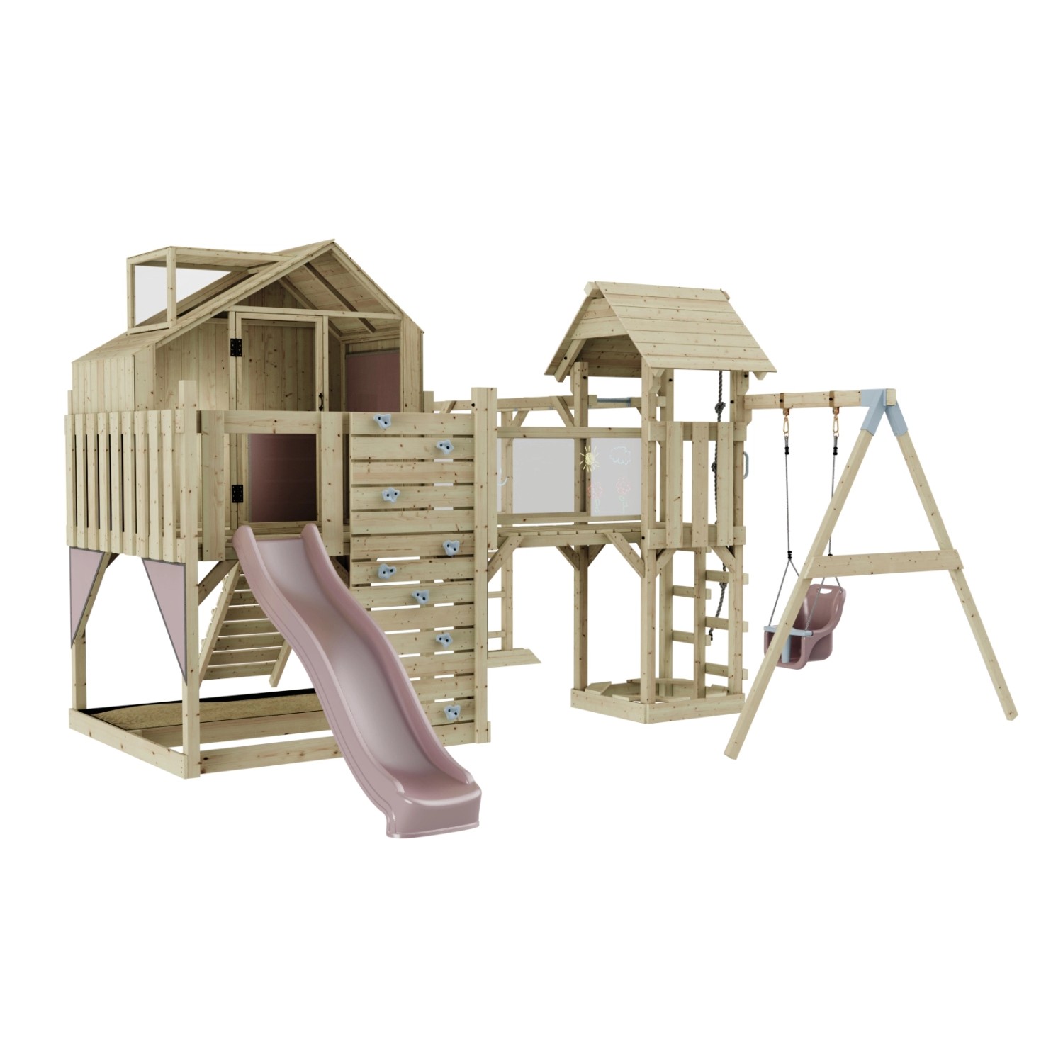 OutdoorToys Spielturm Mille mit Babyschaukel Altrosa günstig online kaufen
