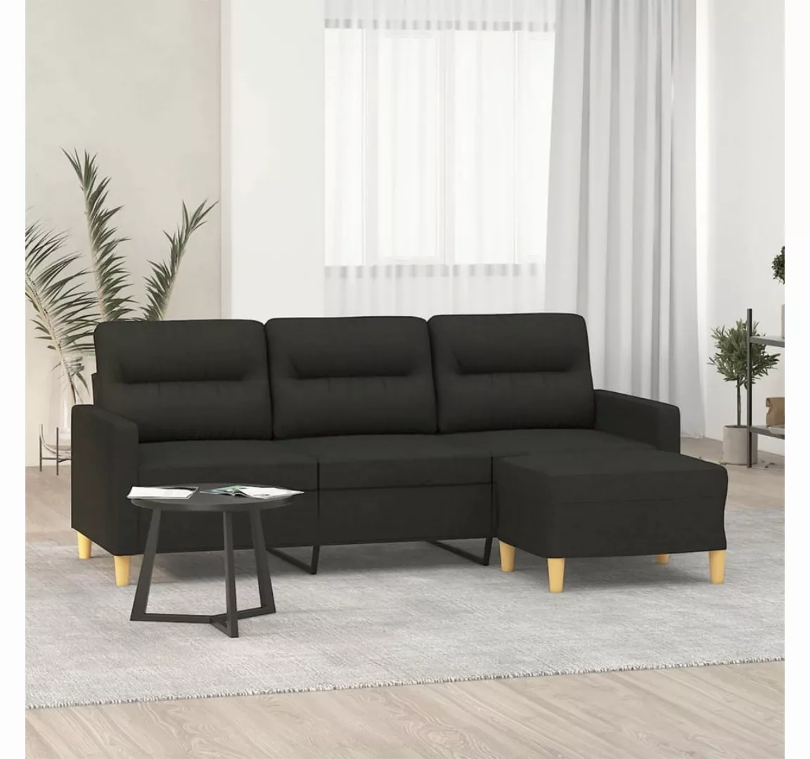 vidaXL Sofa 3-Sitzer-Sofa mit Hocker 180 cm Stoff, Dunkelgrau günstig online kaufen