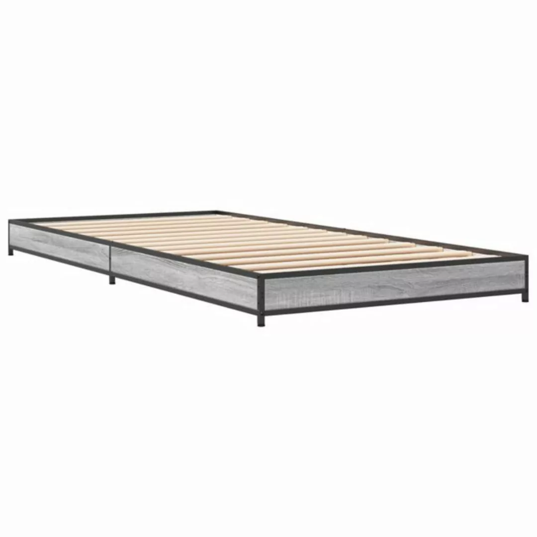 vidaXL Bett Bettgestell Grau Sonoma 100x200 cm Holzwerkstoff und Metall günstig online kaufen