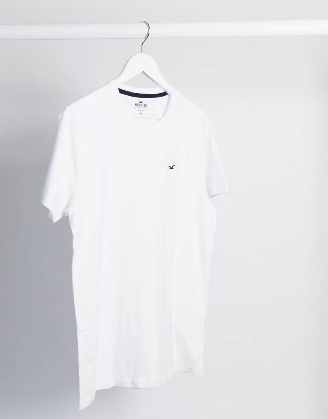 Hollister – Weißes T-Shirt mit Möwenlogo und Rundhalsausschnitt günstig online kaufen