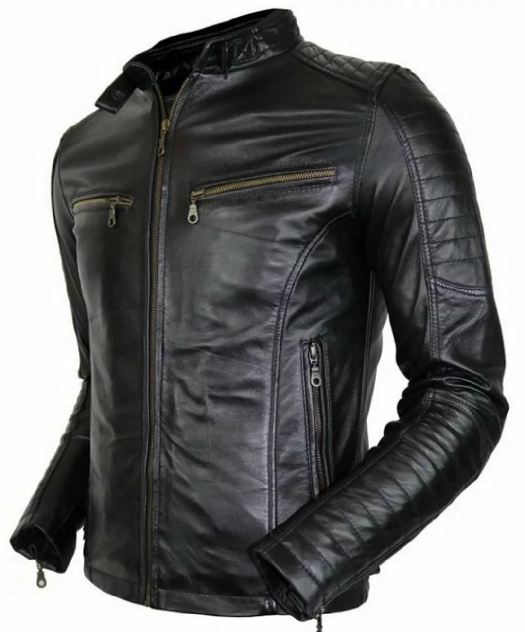 MDM Bikerjacke Herren Lamm Nappa Lederjacke Leichte Sommer Biker Lederjacke günstig online kaufen