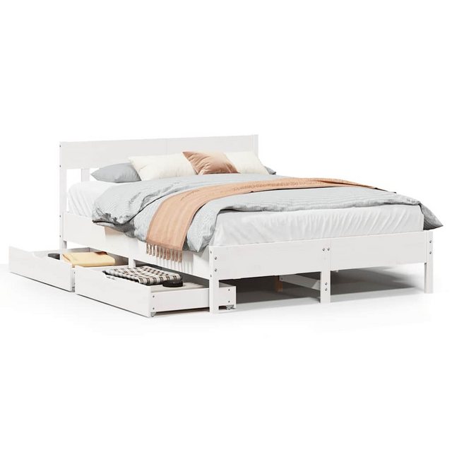 vidaXL Bett, Massivholzbett ohne Matratze Weiß 120x190 cm Kiefernholz günstig online kaufen