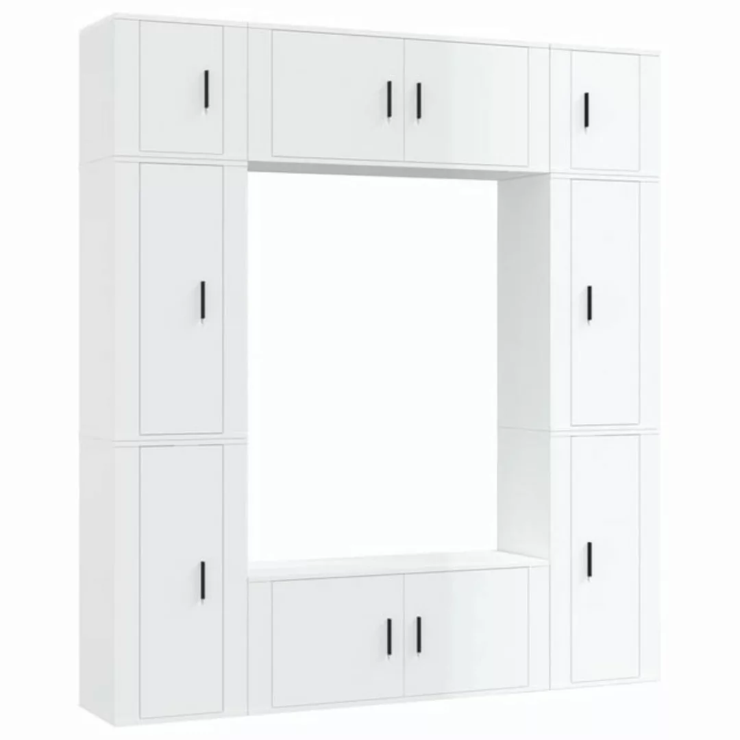 furnicato TV-Schrank 8-tlg. TV-Schrank-Set Hochglanz-Weiß Holzwerkstoff (8- günstig online kaufen