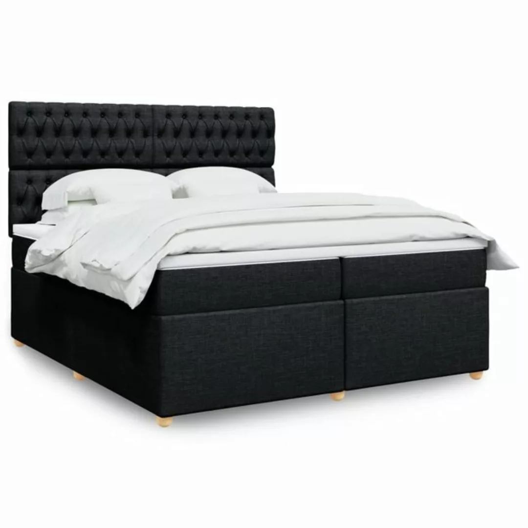 vidaXL Boxspringbett, Boxspringbett mit Matratze Schwarz 200x200 cm Stoff günstig online kaufen