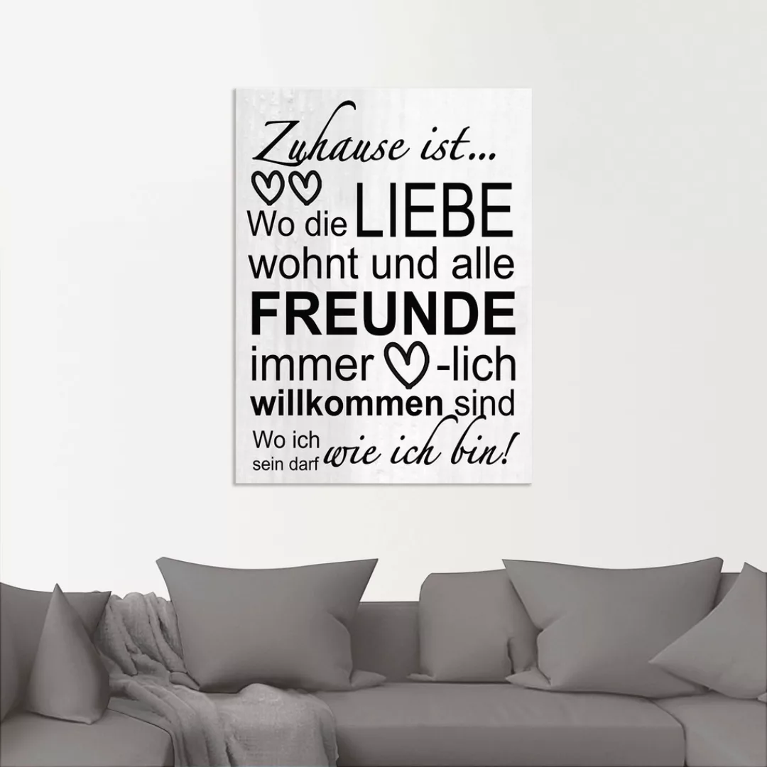 Artland Wandbild "Wo die Liebe wohnt", Sprüche & Texte, (1 St.), als Alubil günstig online kaufen