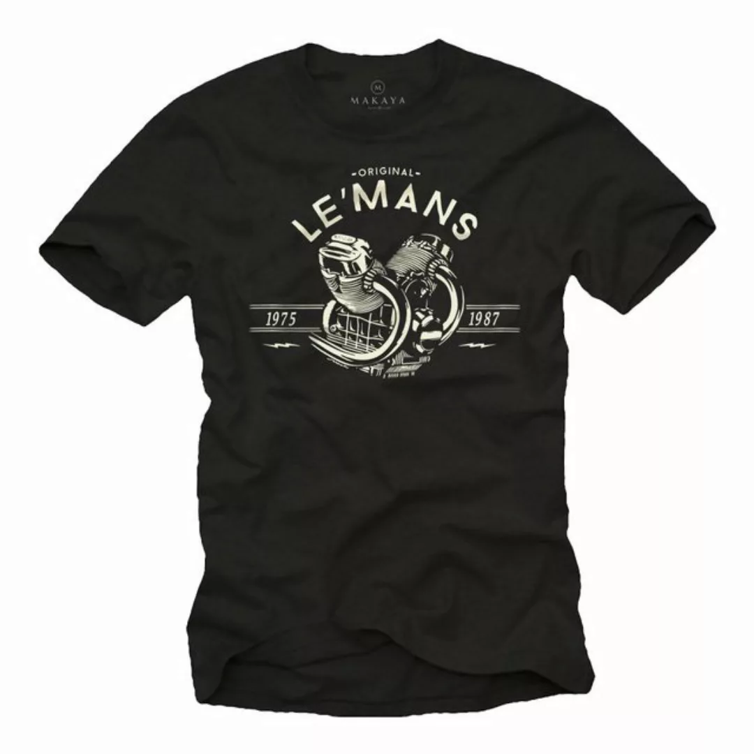 MAKAYA T-Shirt Herren Vintage Le Mans Motorrad Motiv Motorradfahrer Geschen günstig online kaufen