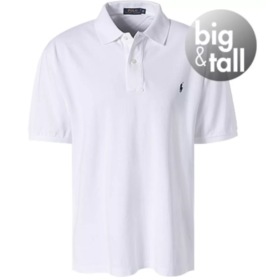 Polo Ralph Lauren – Big & Tall – Weißes Pikee-Polohemd mit Spieler-Logo günstig online kaufen