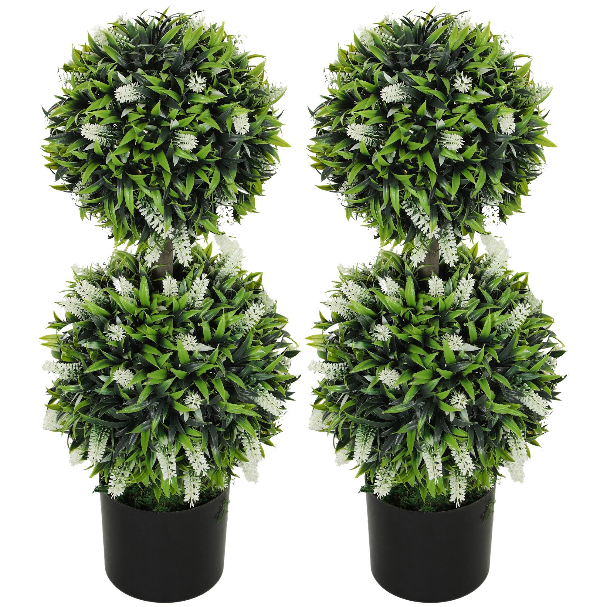 HOMCOM 2er-Set künstliche Lavendelbäume groß 70 cm Kunstpflanze, Plastik kü günstig online kaufen