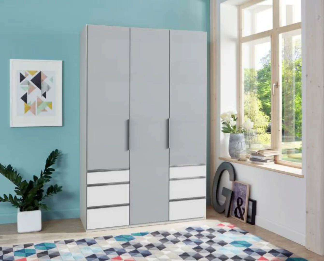 Kleiderschrank 250 cm mit Spiegel LEVEL36 A von WIMEX Hellgrau günstig online kaufen