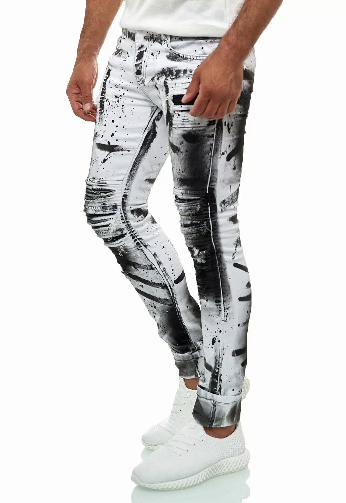 KINGZ Slim-fit-Jeans Herren Designer Jeans Slim-Fit günstig online kaufen