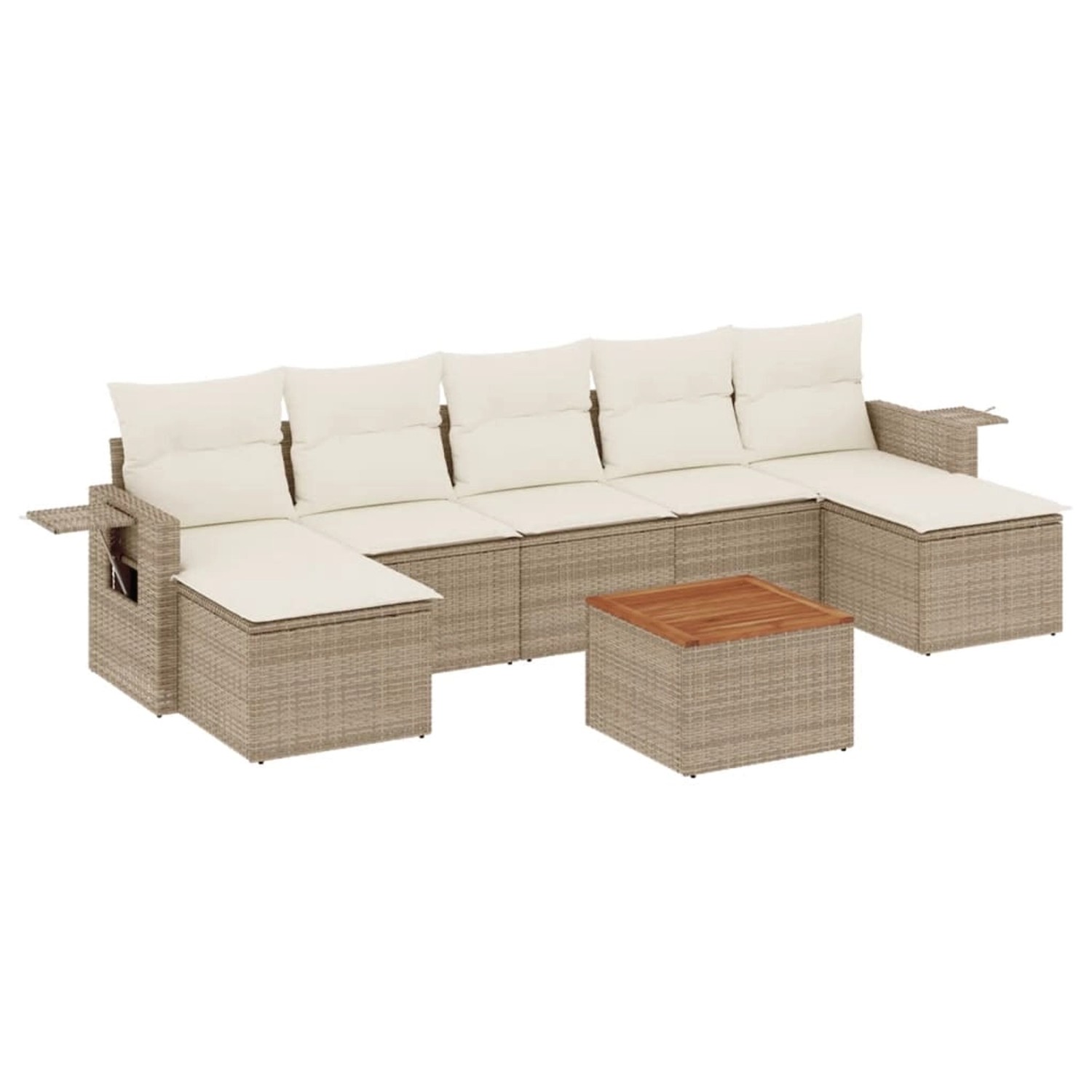 vidaXL 8-Tlg Garten-Sofagarnitur mit Kissen Beige Poly Rattan 3257024 günstig online kaufen