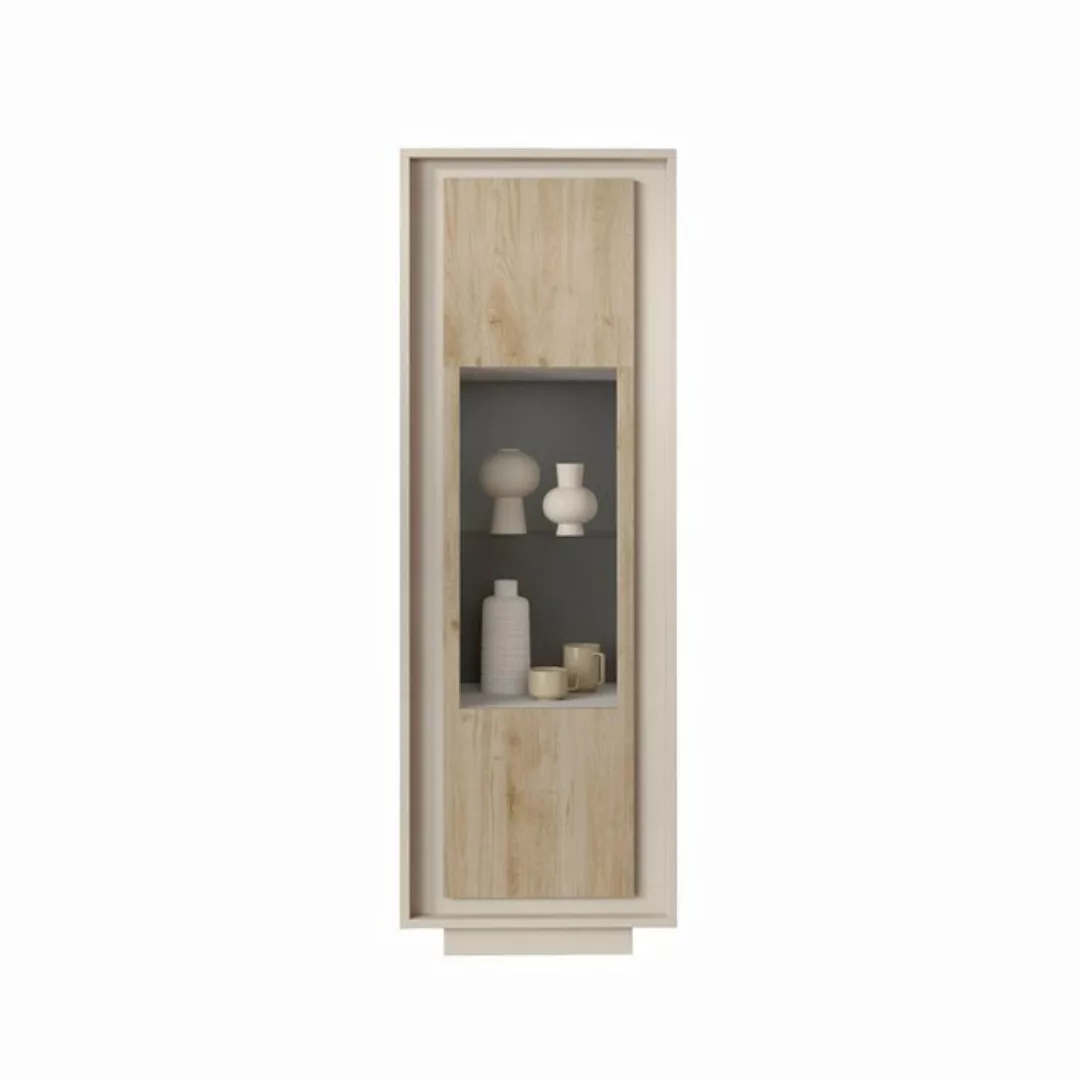 LC Mobili Vitrine 3 Böden, Soft-Close, Cashmere, Cadiz Eiche Dekor - 67x197 günstig online kaufen