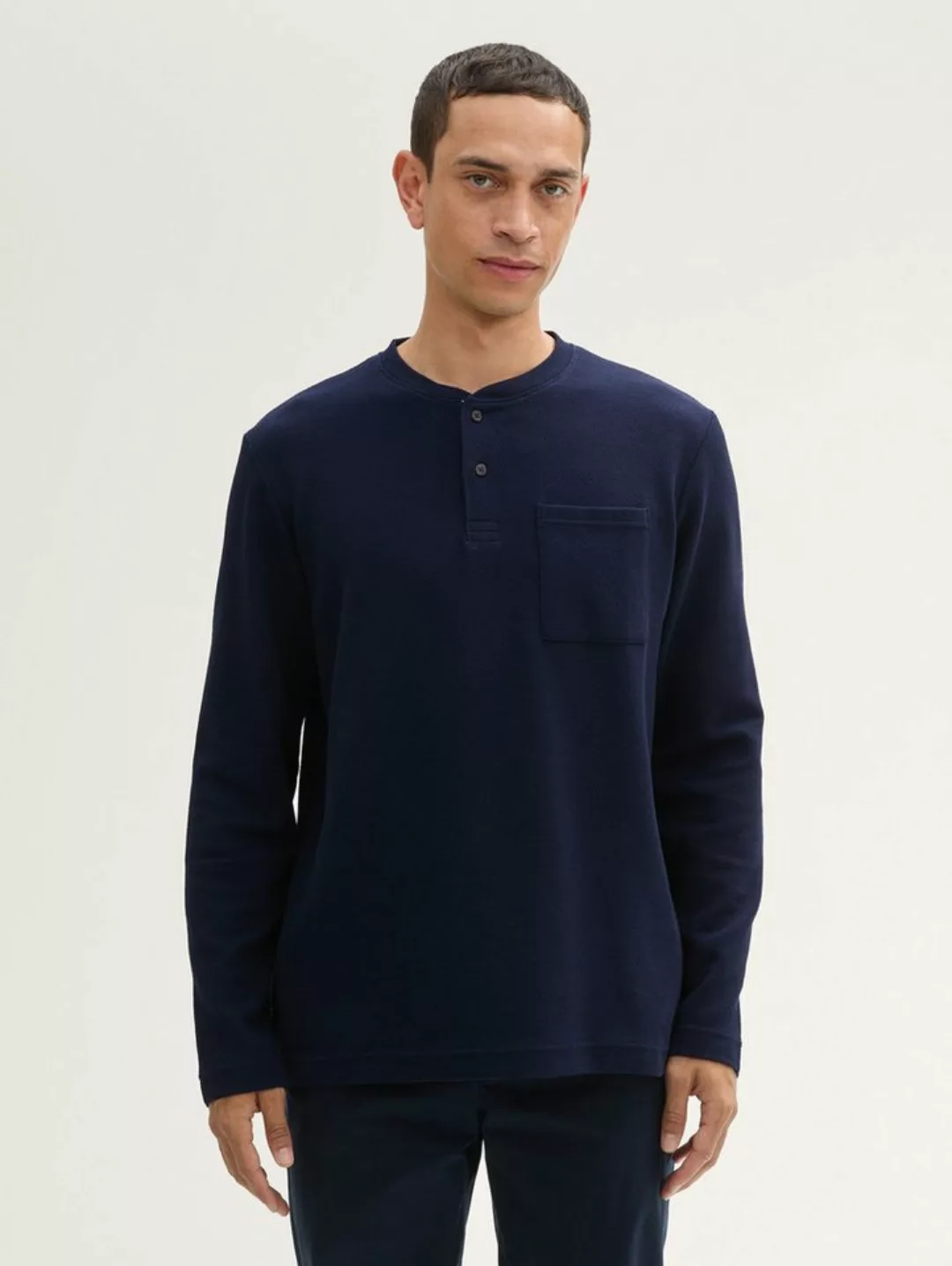 TOM TAILOR Langarmshirt Henley Langarmshirt mit Struktur günstig online kaufen