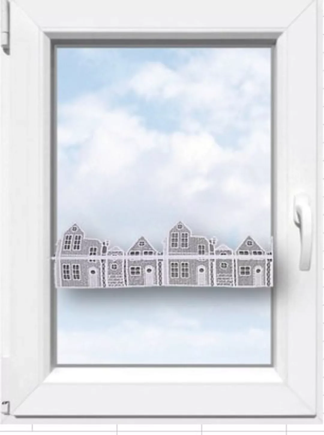 Stickereien Plauen Fensterdekoration "Häuser", Fensterdekoration "Häuser" günstig online kaufen