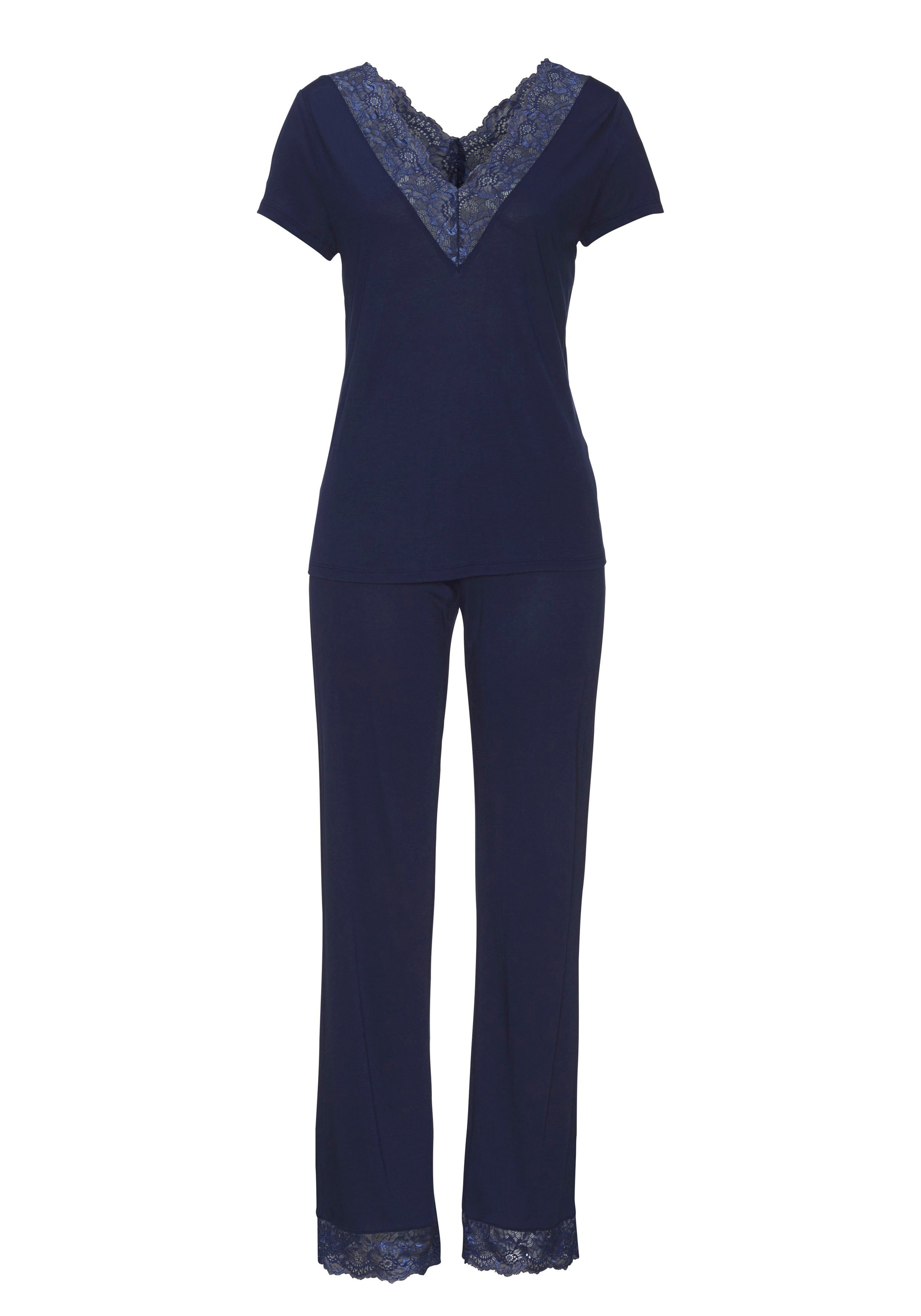 LASCANA Pyjama (2 tlg) mit Spitzendetails günstig online kaufen