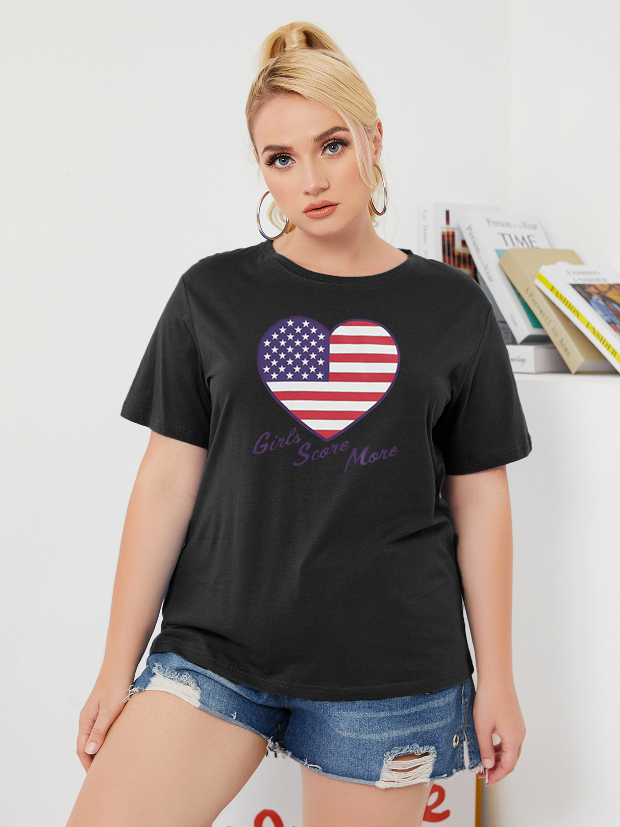 Independence Day T-Shirt mit Rundhalsausschnitt in Übergröße günstig online kaufen