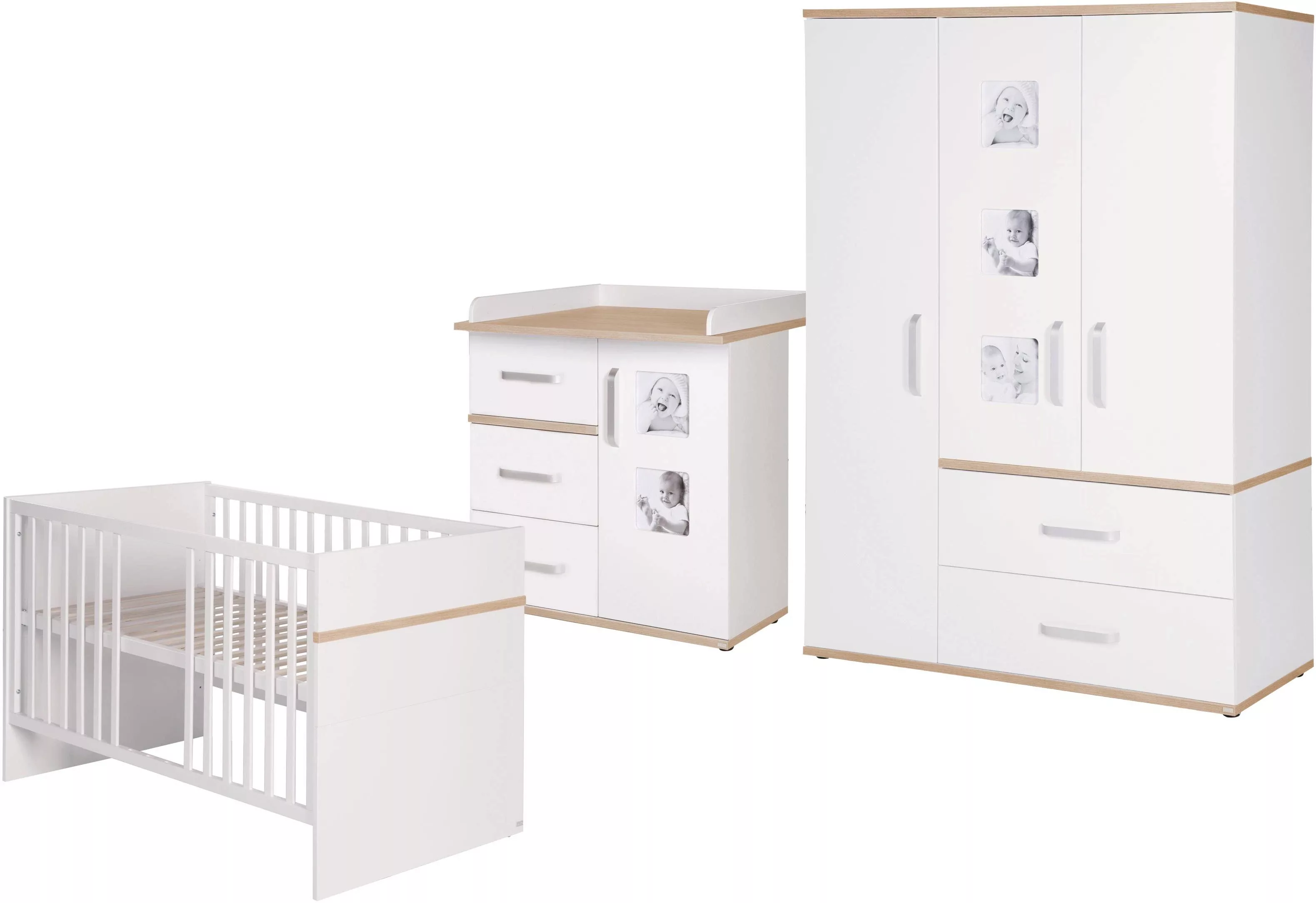 roba® Babyzimmer-Komplettset »Pia«, (Set, 3 tlg., Kinderbett, Schrank, Wick günstig online kaufen