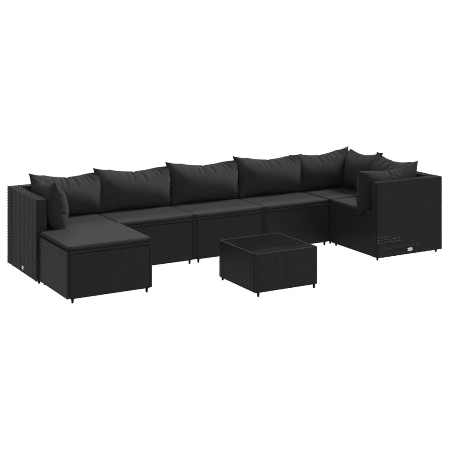 vidaXL 8-tlg Garten-Lounge-Set mit Kissen Schwarz Poly Rattan Modell 38 günstig online kaufen