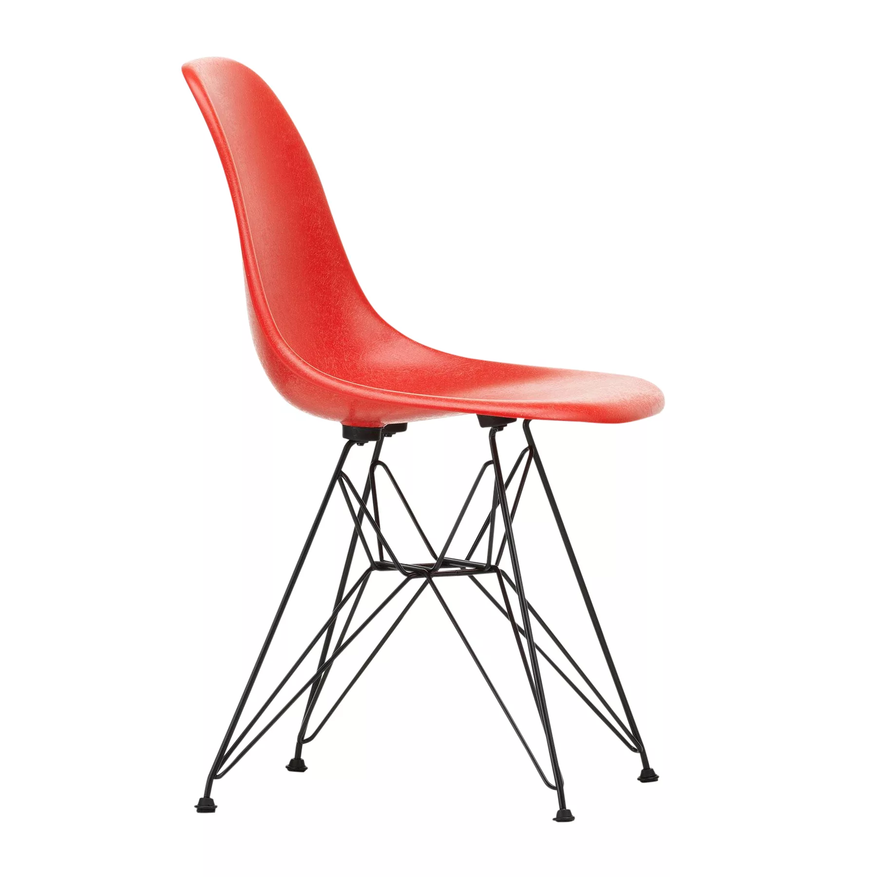 Vitra - Eames Fiberglass Side Chair DSR Gestell schwarz - klassisches rot/S günstig online kaufen