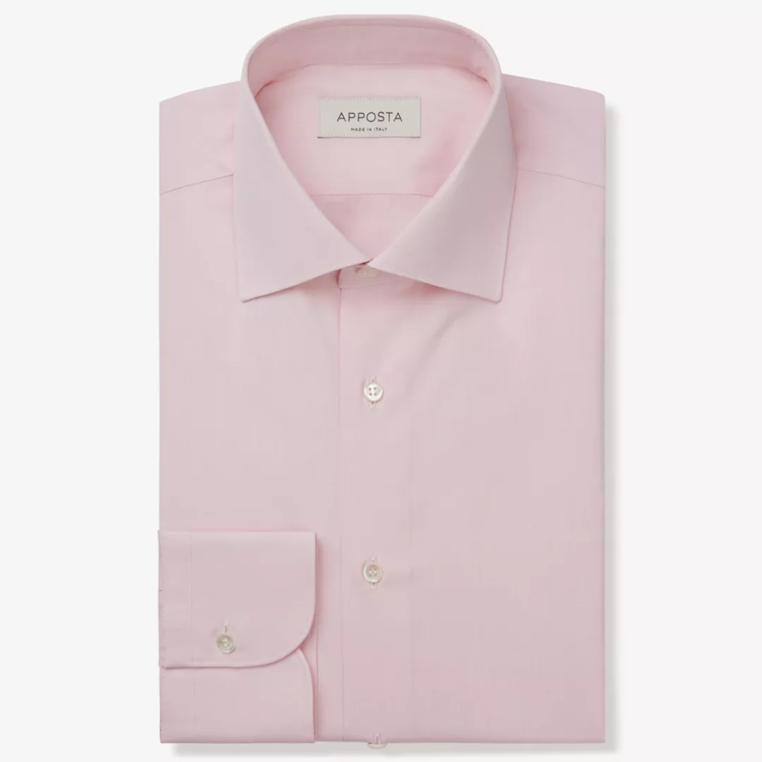 Hemd  einfarbig  rosa 100% reine baumwolle popeline doppelt gezwirnt, krage günstig online kaufen