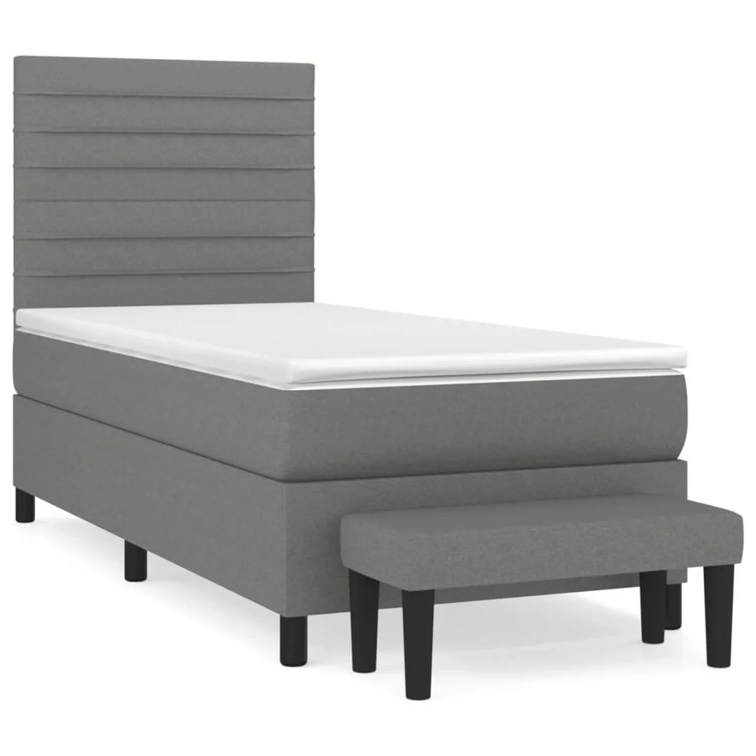 vidaXL Boxspringbett Boxspringbett mit Matratze Dunkelgrau 90x200 cm Stoff günstig online kaufen