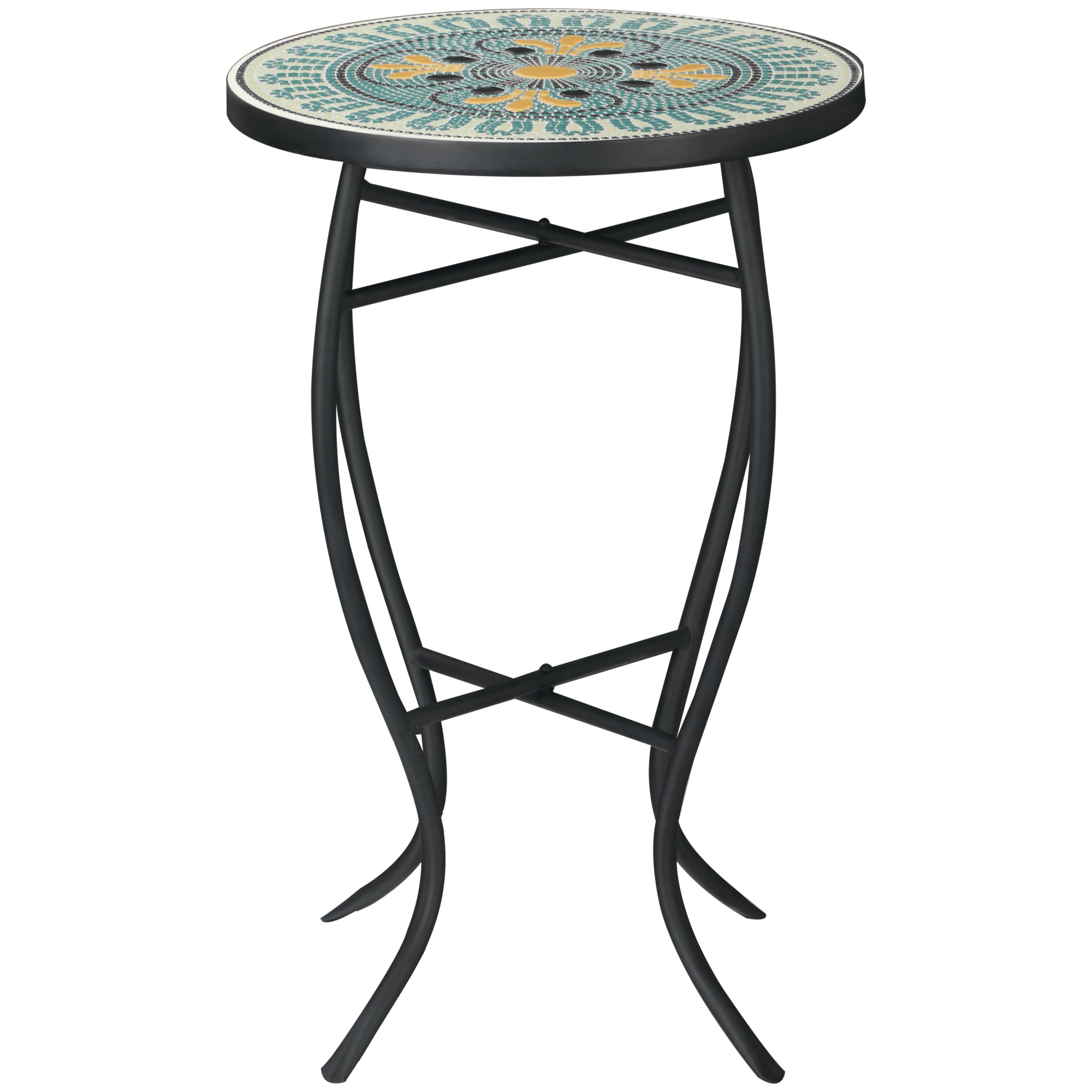 Outsunny Runder Gartentisch aus Metall mit Blumenmosaik-Ablage, Ø35,5x53,5c günstig online kaufen