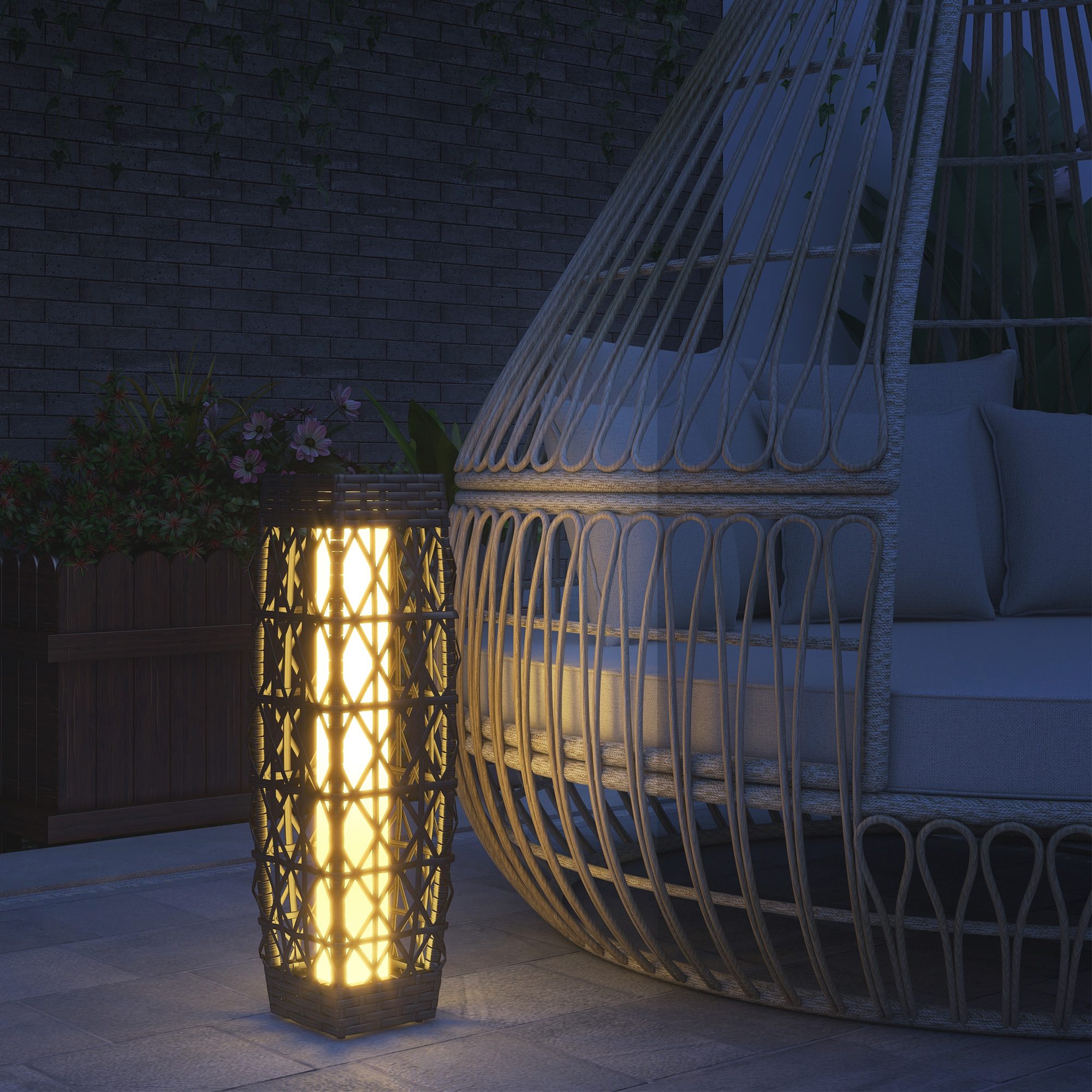 Outsunny Solarleuchte LED Gartenleuchte mit Rattan und Lichtsensor, grau, A günstig online kaufen