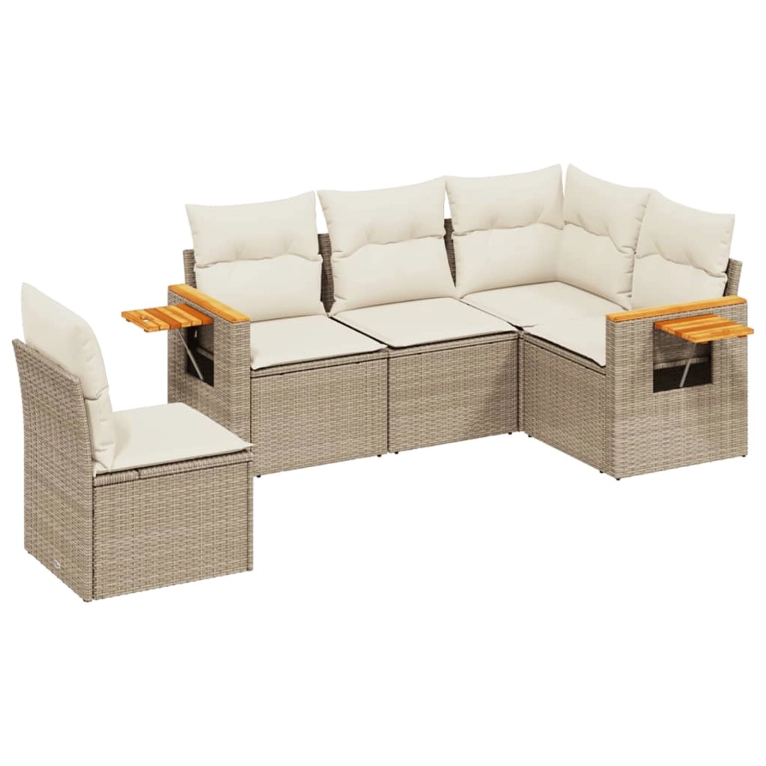 vidaXL 5-Tlg Garten-Sofagarnitur mit Kissen Beige Poly Rattan 3226814 günstig online kaufen