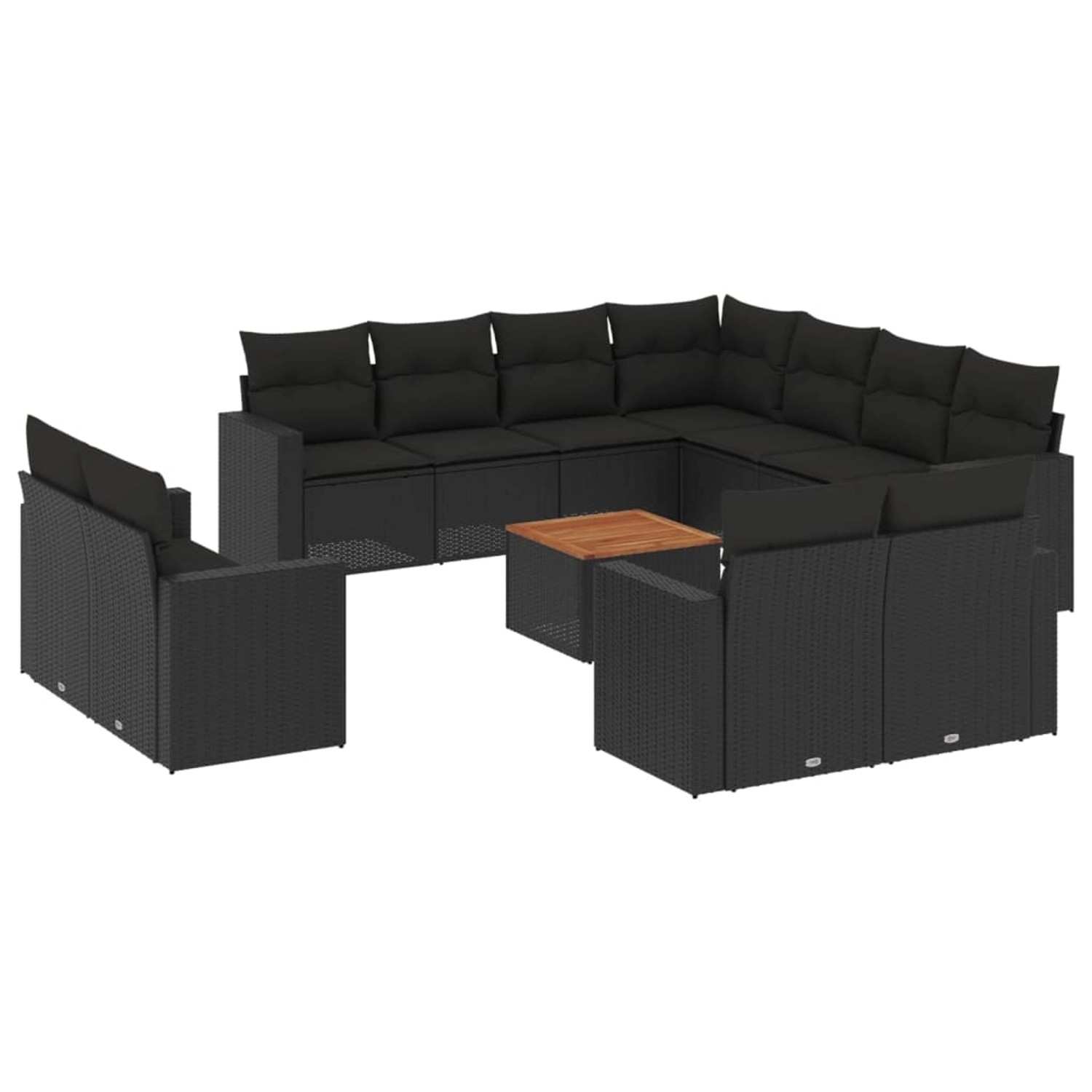 vidaXL 12-Tlg Garten-Sofagarnitur mit Kissen Schwarz Poly Rattan 3256713 günstig online kaufen