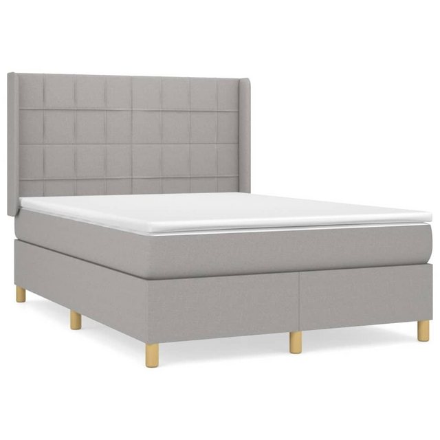 vidaXL Bettgestell Boxspringbett mit Matratze Hellgrau 140x200 cm Stoff Bet günstig online kaufen