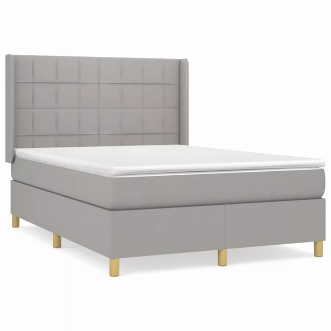 furnicato Bettgestell Boxspringbett mit Matratze Hellgrau 140x200 cm Stoff günstig online kaufen