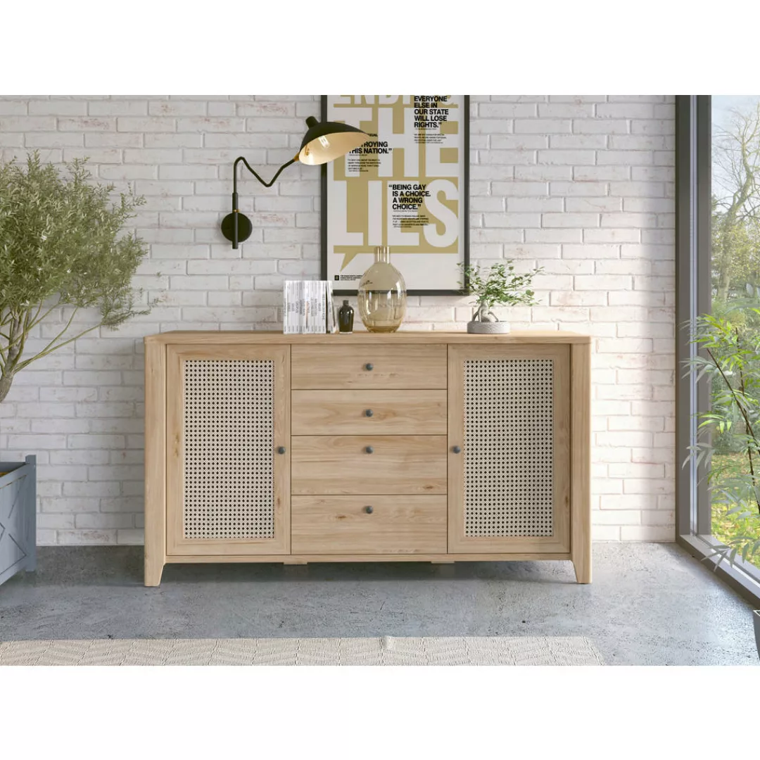 Sideboard Cestino Jackson Hickory Nachbildung B/H/T: ca. 164x90,5x42 cm günstig online kaufen