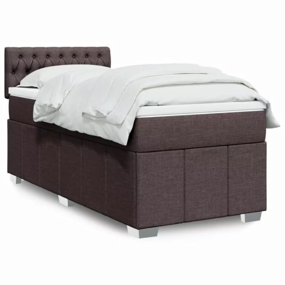 vidaXL Boxspringbett, Boxspringbett mit Matratze Dunkelbraun 80x200 cm Stof günstig online kaufen