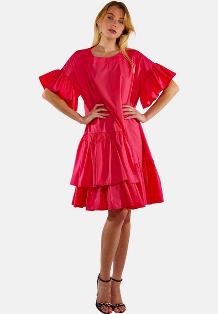 Tooche Blusenkleid Rosa Volants als Ärmel und am Saum günstig online kaufen