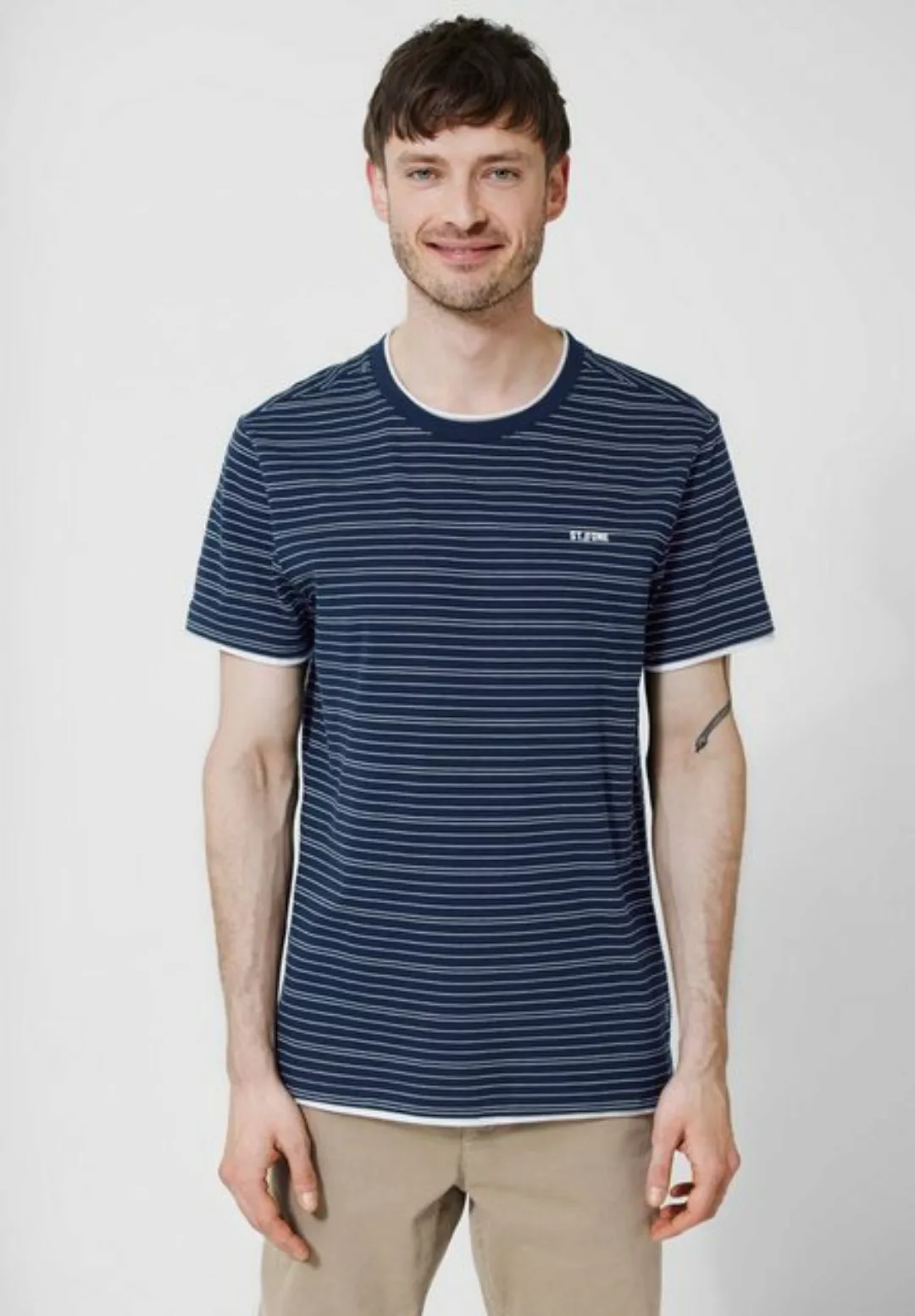 STREET ONE MEN T-Shirt, mit Streifenmuster günstig online kaufen