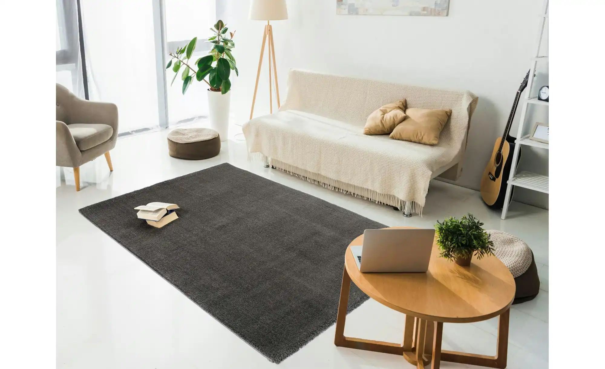 Hochflorteppich   ¦ grau ¦ Synthetische Fasern ¦ Maße (cm): B: 200 H: 3 Tep günstig online kaufen