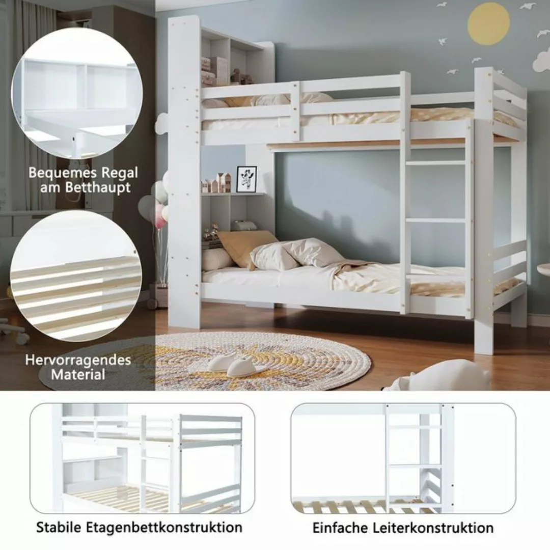 WISHDOR Etagenbett 90x200 cm Holzbett Stauraumbett, Kinderbett Gästebett (B günstig online kaufen