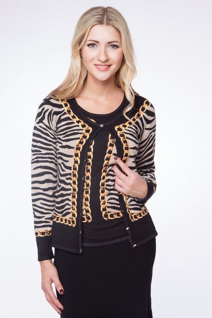 Passioni Strickjacke Twinset im kräftigen Zebra- und Kettenmuster-Mix günstig online kaufen