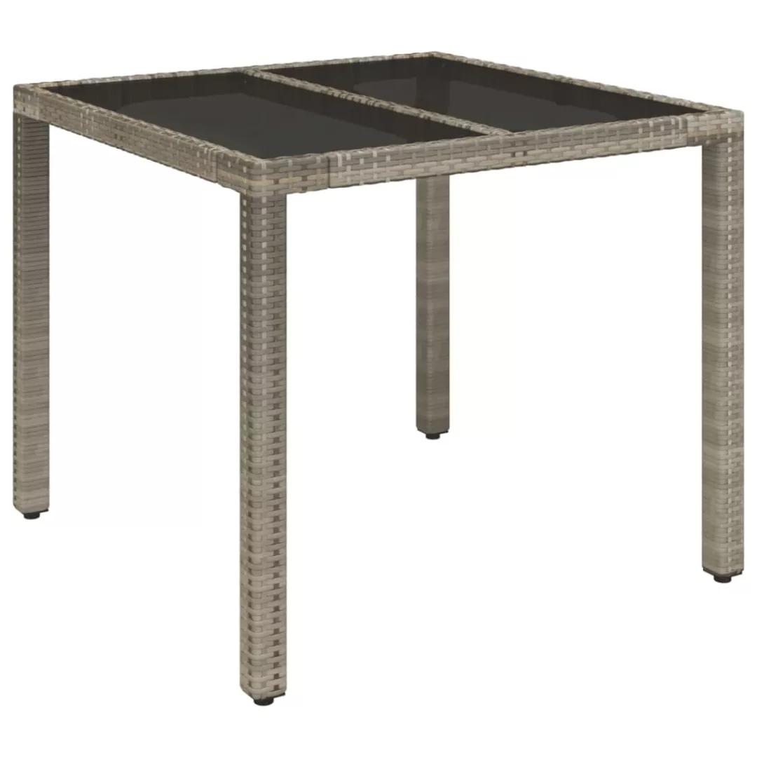 Vidaxl Gartentisch Mit Glasplatte Grau 90x90x75 Cm Poly Rattan günstig online kaufen