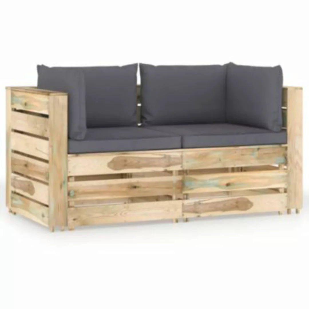 2-sitzer-gartensofa Mit Kissen Grün Imprägniertes Holz günstig online kaufen