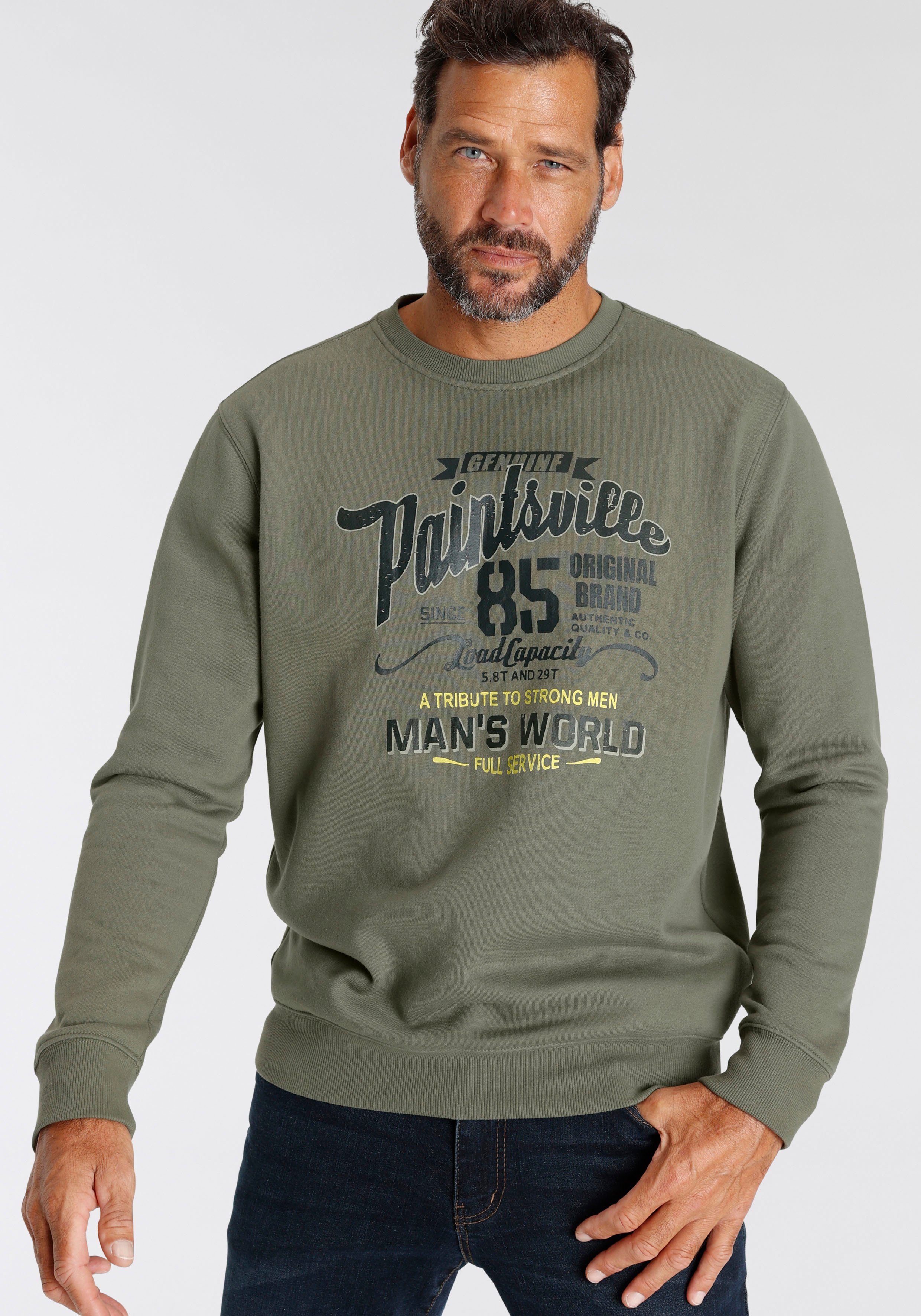 Mans World Sweatshirt, Langarm, lässiger Print, Rundhals, aus Baumwollmisch günstig online kaufen